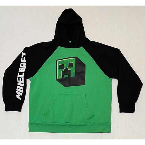 2021 Mad Engine Minecraft Creeper Boys Size XL Green Hoodie Spellout Graphic 6B - Picture 1 of 3